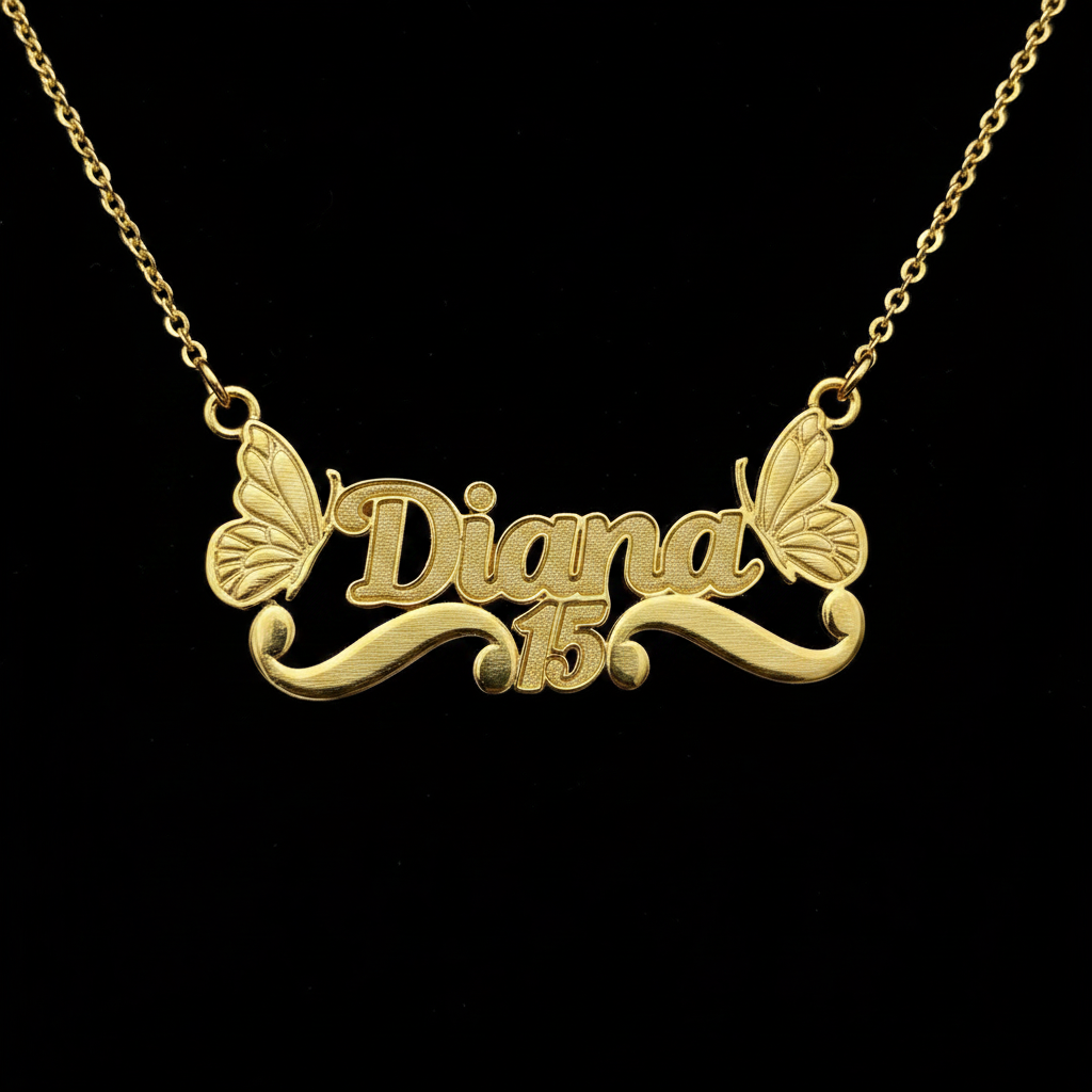 Collar Personalizado 15 Años con Mariposas