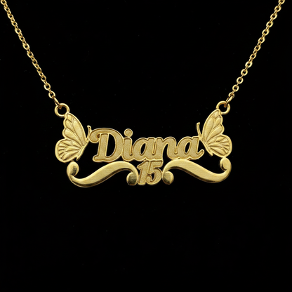 Collar Personalizado 15 Años con Mariposas