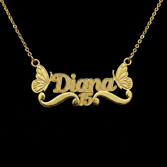 Collar Personalizado 15 Años con Mariposas