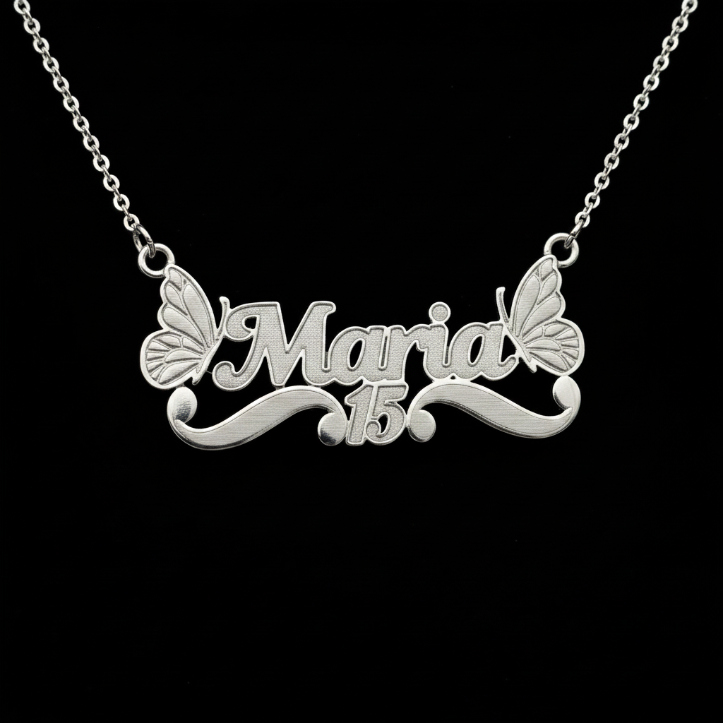 Collar Personalizado 15 Años con Mariposas