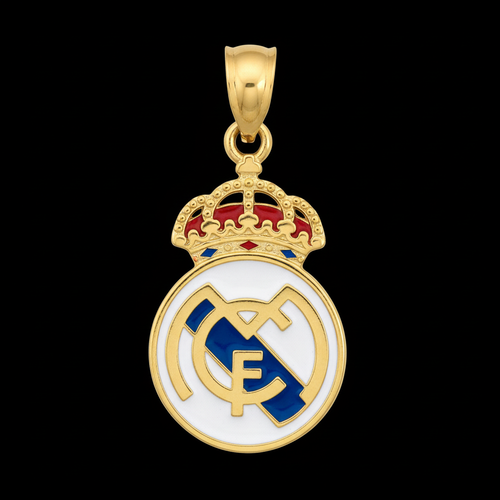 Dije Real Madrid en oro 10K con corona grabada